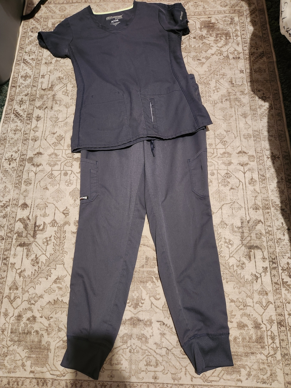 Grey's Anatomy Navy Women's Drawstring Jogger Scrub Set